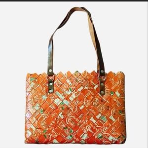 ✨Rare Upcycled Coca-Cola Woven Tote Bag - Sustainable Artisan Chic